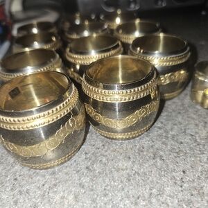 Elegant Gold and Black Brass Napkin Rings